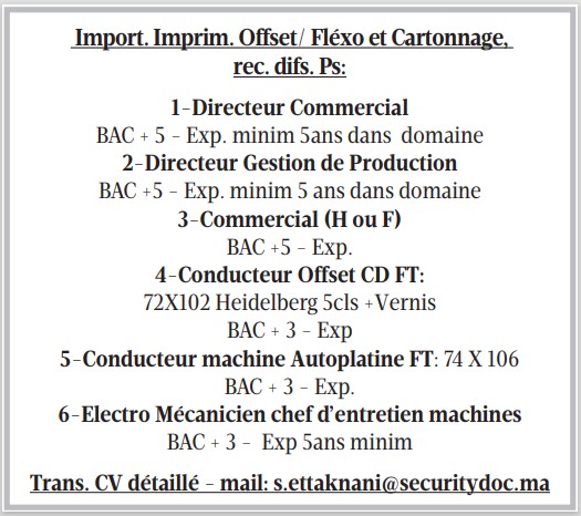 Import. Imprim. Offset/ Fléxo et Cartonnage